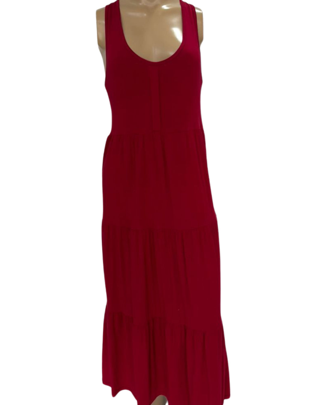 Vestido Midi Malha vermelho - tipo regata TAM M