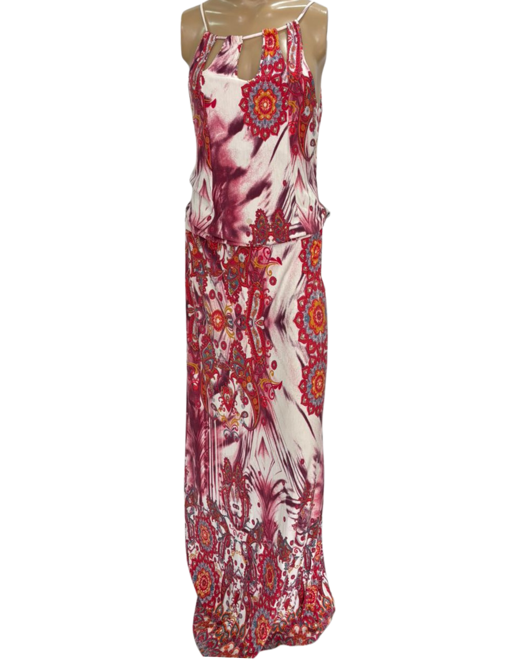 Vestido Casual Longo Alças, estampado. TAM M