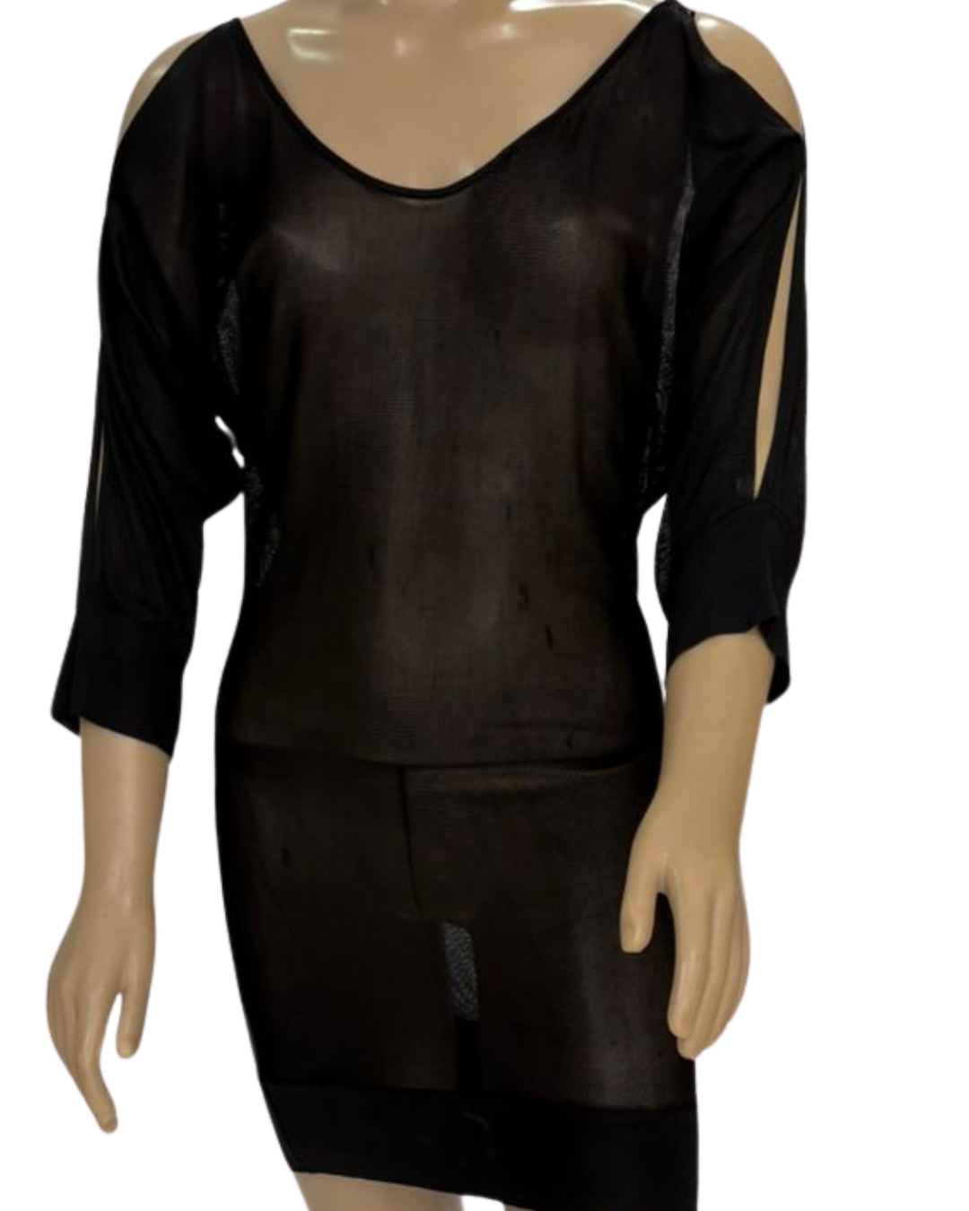 Vestido de praia Tule preto transparente. TAM P