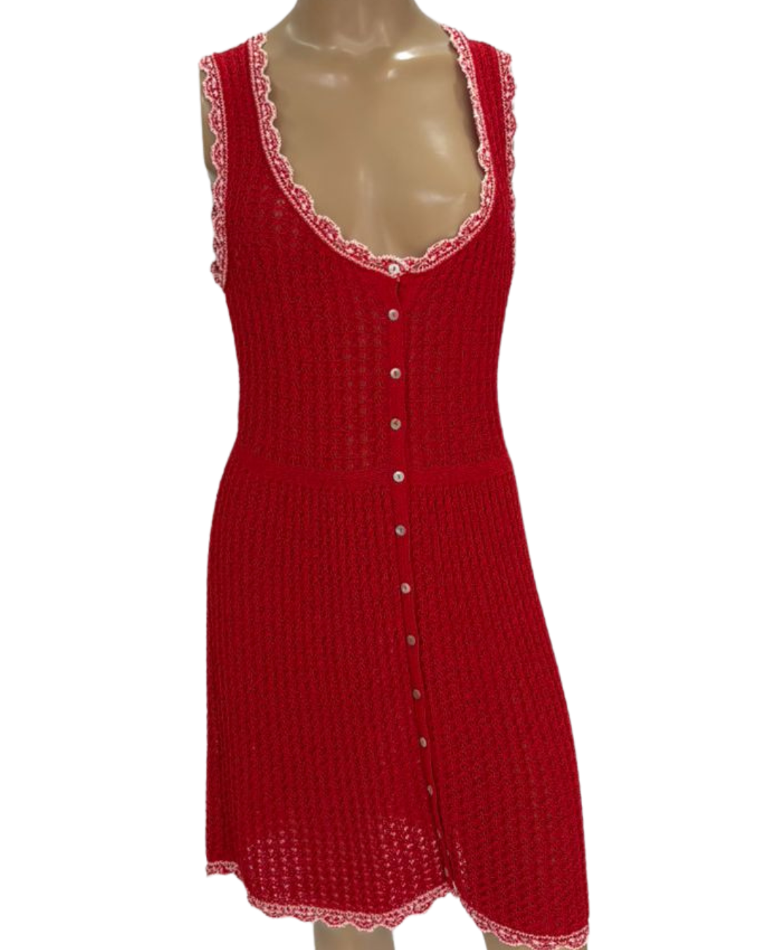 Vestido Casual ZARA Vermelho, em crochê industrial, rendas TAM P