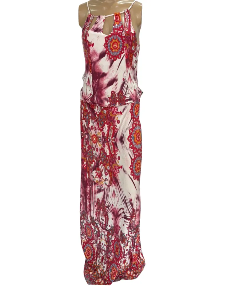 Vestido Casual Longo Alças Estampado (TAM M)