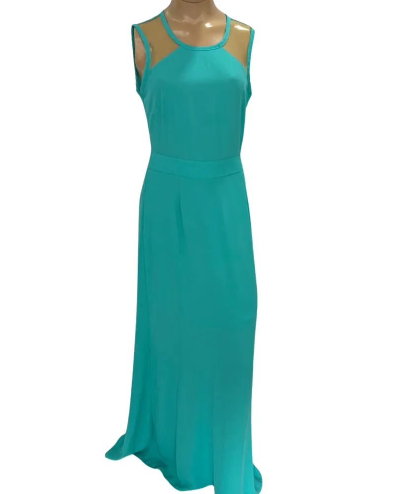 Vestido longo Saia forrada verde detalhe em tule (TAM P)