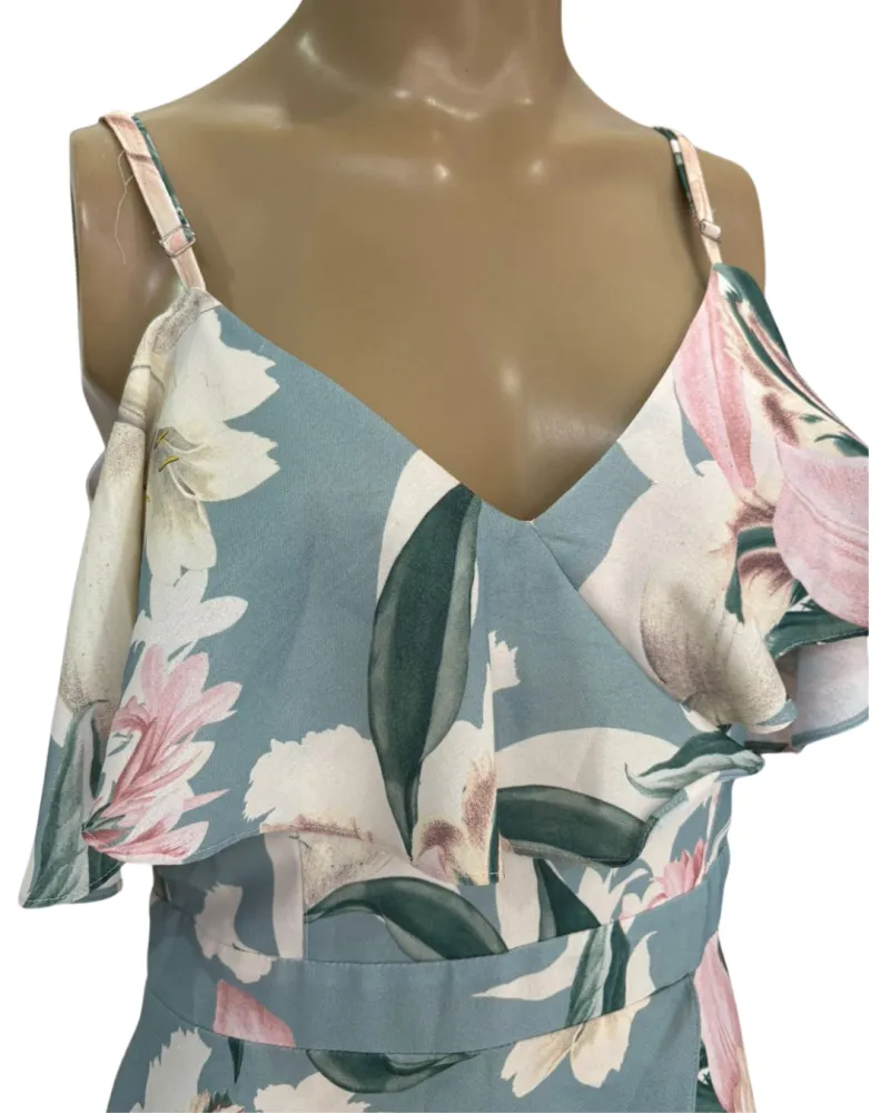 Vestido Casual Chique Estampado Fundo Verde (TAM P)