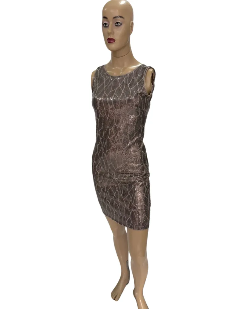 Vestido de Festa Chumbo bordado em paetê (TAM P)